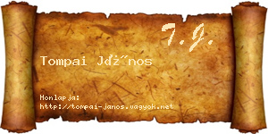 Tompai János névjegykártya